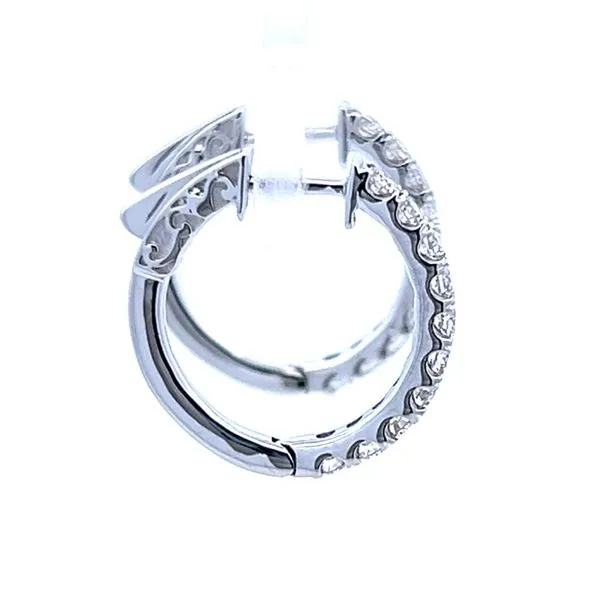 14K Diamond Hoop Earrings Image 3 Simones Jewelry, LLC Shrewsbury, NJ