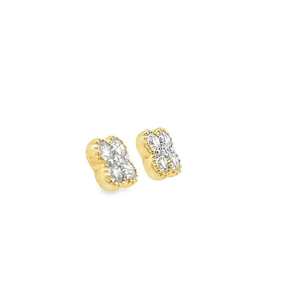 Diamond Clover Post Earrings Image 2 Simones Jewelry, LLC Shrewsbury, NJ