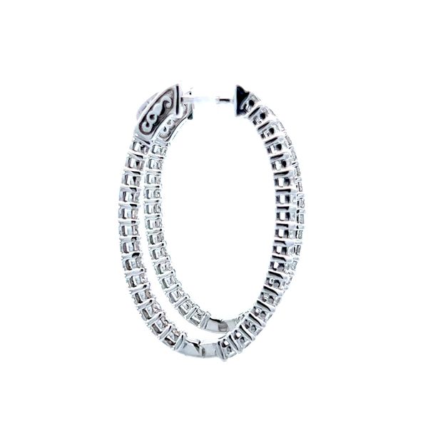 Oval Diamond Hoop Earrings Image 2 Simones Jewelry, LLC Shrewsbury, NJ