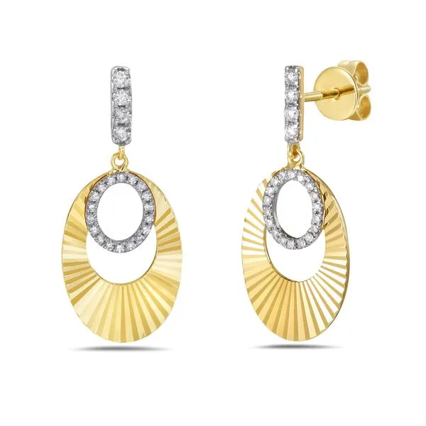 14K Yellow Gold .21ct Diamond Fluted Post Earrings Simones Jewelry, LLC Shrewsbury, NJ