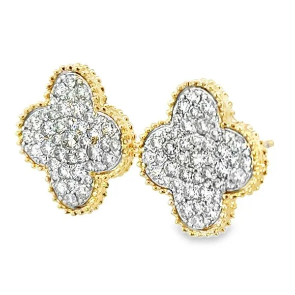 14K Diamond Clover Earrings Image 2 Simones Jewelry, LLC Shrewsbury, NJ