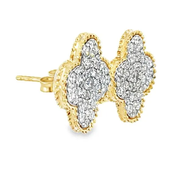 14K Diamond Clover Earrings Image 3 Simones Jewelry, LLC Shrewsbury, NJ