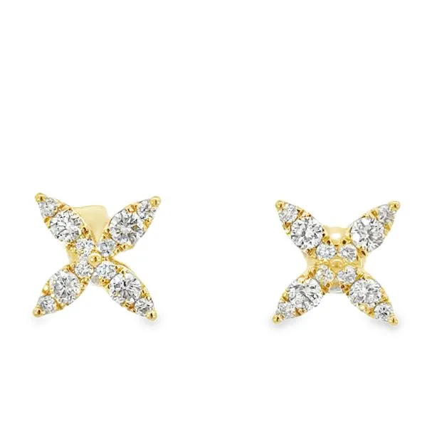 14K Yellow Petal Diamond Post Earrings Simones Jewelry, LLC Shrewsbury, NJ