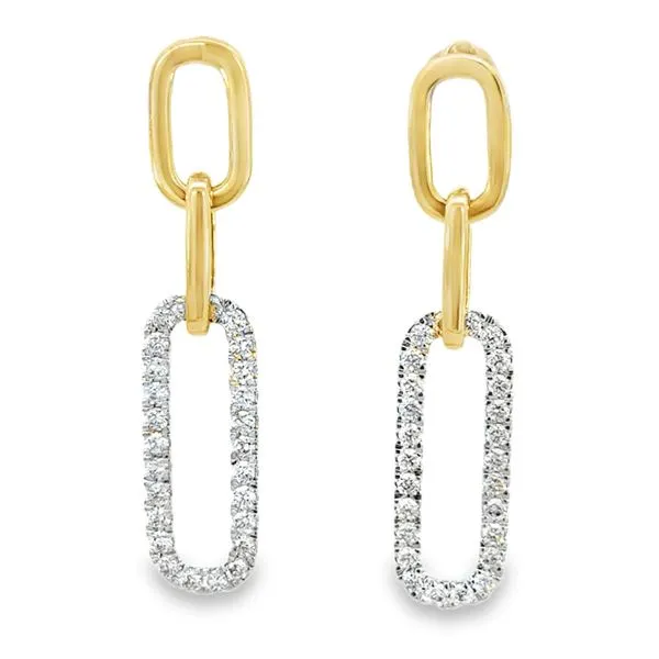 14K Yellow & White Diamond Paper Clip Drop Earrings Simones Jewelry, LLC Shrewsbury, NJ