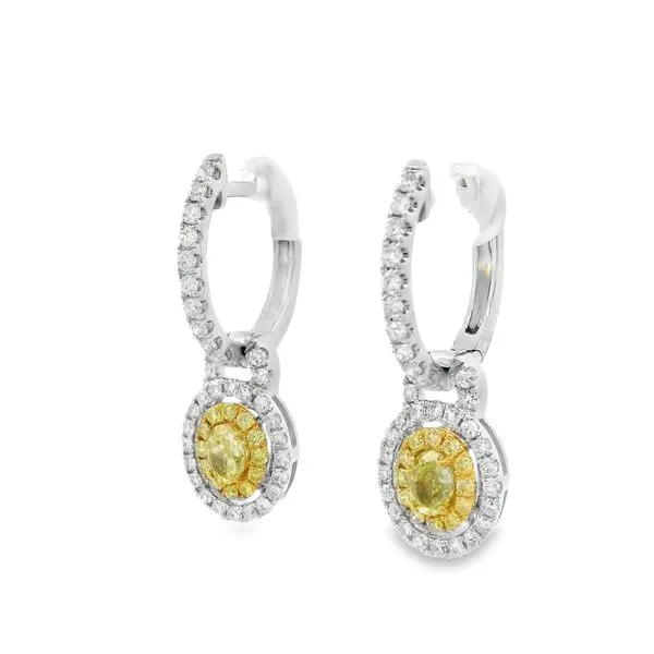 White Diamond & Yellow Diamond Earrings Image 3 Simones Jewelry, LLC Shrewsbury, NJ