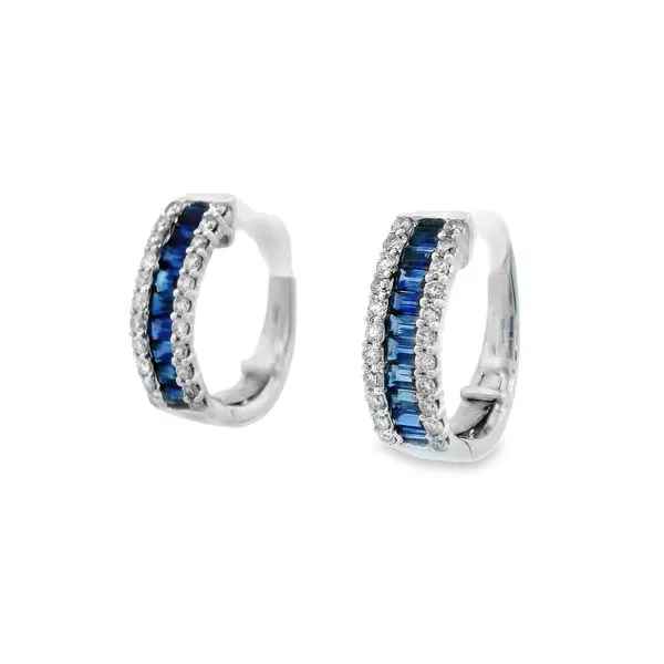 Sapphire & Diamond Huggie Earrings Image 2 Simones Jewelry, LLC Shrewsbury, NJ