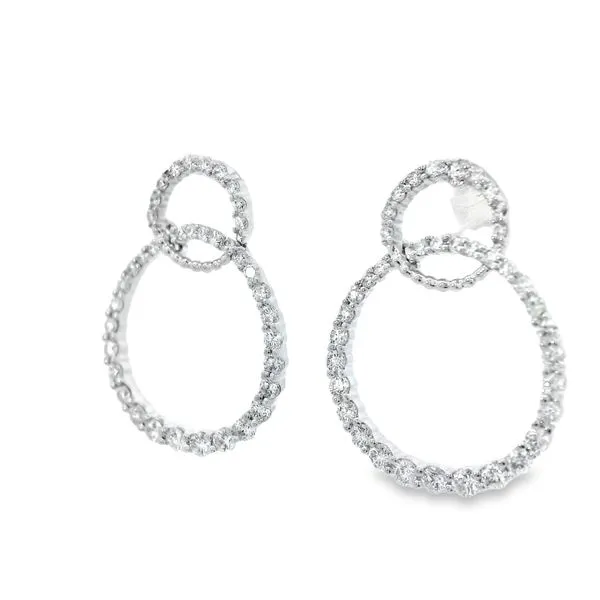 Diamond Double Circle Earrings Image 3 Simones Jewelry, LLC Shrewsbury, NJ