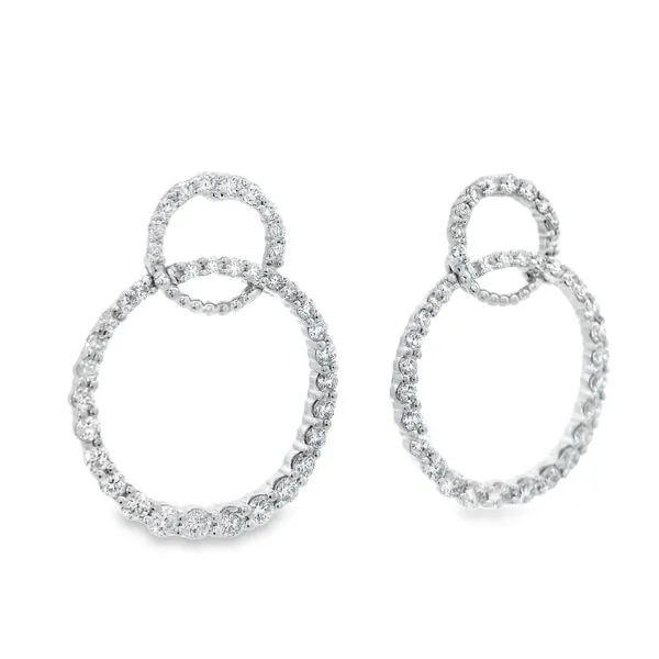 Diamond Double Circle Earrings Image 4 Simones Jewelry, LLC Shrewsbury, NJ