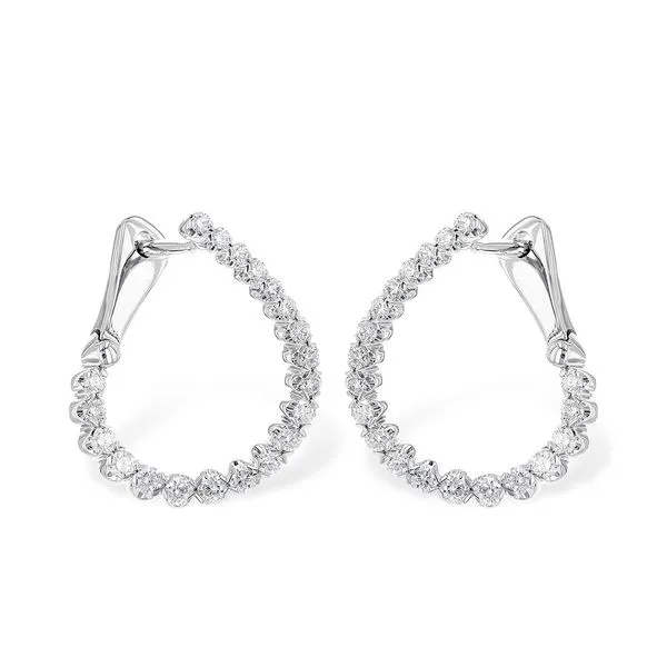 14K White .50ct.tw. Diamond Inside Out Twist Hoop Earring Simones Jewelry, LLC Shrewsbury, NJ