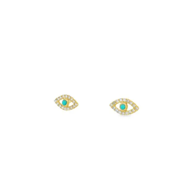 14K Yellow .10ct. Diamond & TurquoiseEarrings Image 3 Simones Jewelry, LLC Shrewsbury, NJ
