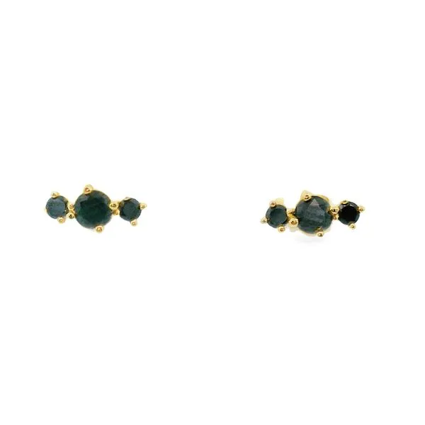 14K Yellow .30ct. 3 Black Diamond Stud Earrings Image 2 Simones Jewelry, LLC Shrewsbury, NJ