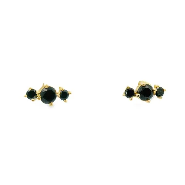 14K Yellow .30ct. 3 Black Diamond Stud Earrings Image 3 Simones Jewelry, LLC Shrewsbury, NJ