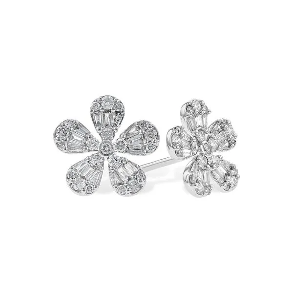 14K White Diamond Flower Earring Simones Jewelry, LLC Shrewsbury, NJ
