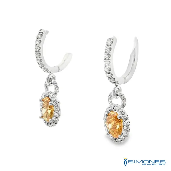 18K White 1.43ct. Natural Fancy Intense Yellow Diamond .28ct. White Diamond Earrings Image 2 Simones Jewelry, LLC Shrewsbury, NJ