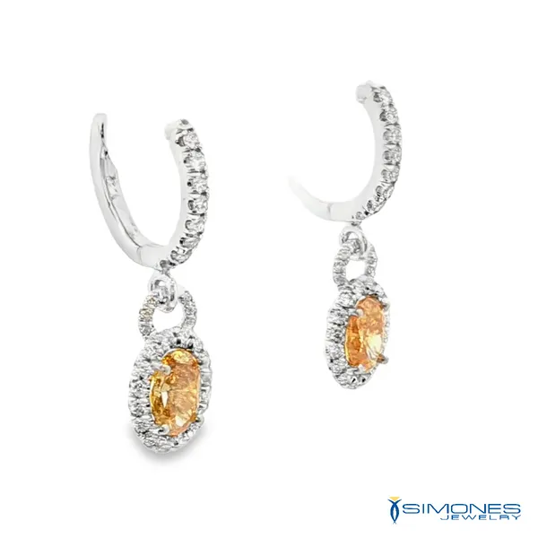 18K White 1.43ct. Natural Fancy Intense Yellow Diamond .28ct. White Diamond Earrings Image 3 Simones Jewelry, LLC Shrewsbury, NJ