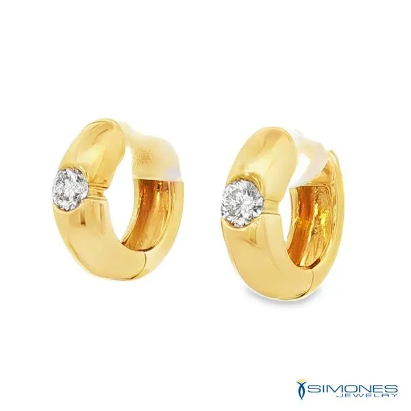 18K Yellow Gold Diamond Huggy Earrings Image 3 Simones Jewelry, LLC Shrewsbury, NJ