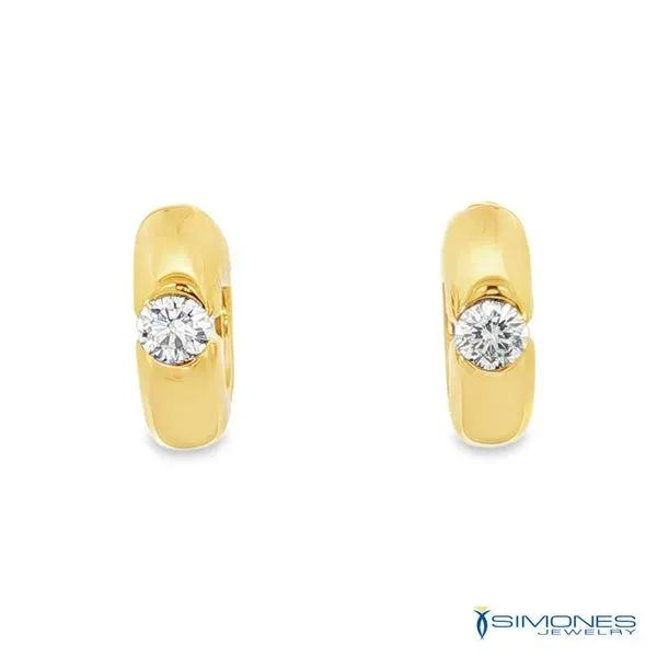 18K Yellow Gold Diamond Huggy Earrings Simones Jewelry, LLC Shrewsbury, NJ
