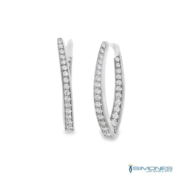18K White Gold Diamond Hoops Image 3 Simones Jewelry, LLC Shrewsbury, NJ