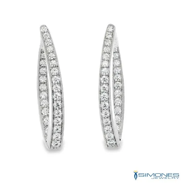 18K White Gold Diamond Hoops Simones Jewelry, LLC Shrewsbury, NJ