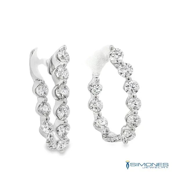 18K White Diamond Hoop Earrings Image 5 Simones Jewelry, LLC Shrewsbury, NJ