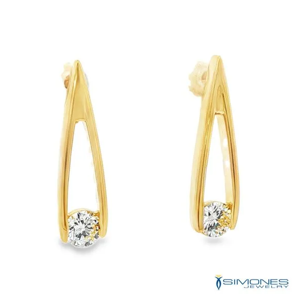14K Yellow Diamond Earrings Image 2 Simones Jewelry, LLC Shrewsbury, NJ