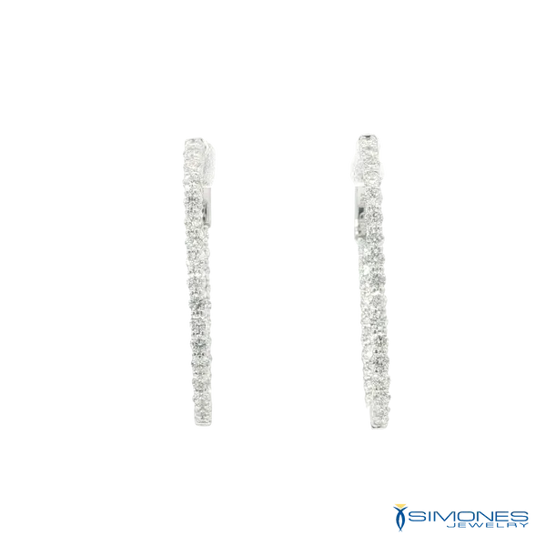 14K White Gold Diamond Hoop Earrings Simones Jewelry, LLC Shrewsbury, NJ