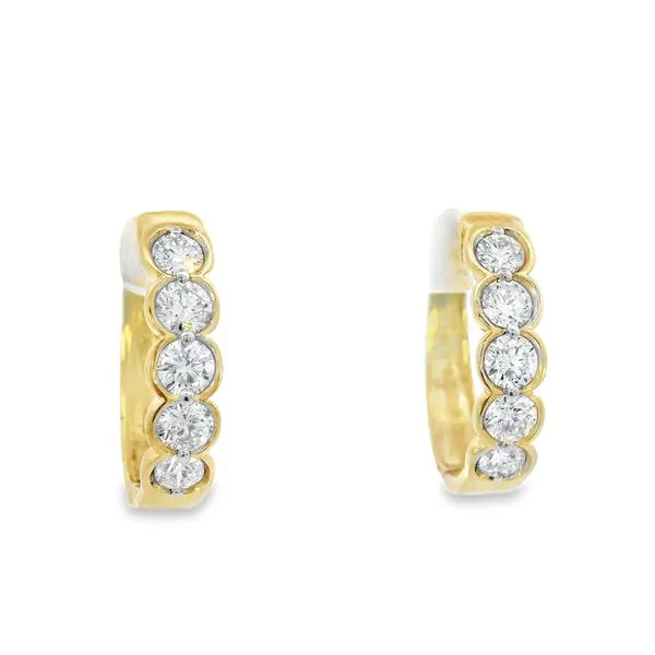 Diamond Bezel Huggie Earrings Image 2 Simones Jewelry, LLC Shrewsbury, NJ