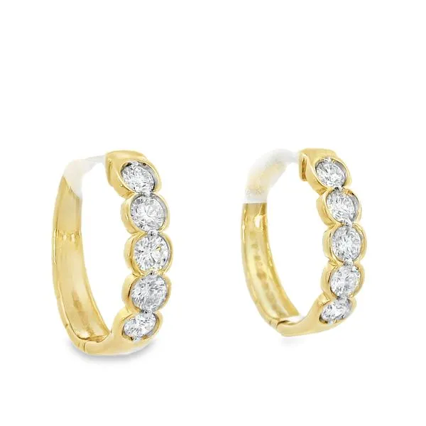 Diamond Bezel Huggie Earrings Image 3 Simones Jewelry, LLC Shrewsbury, NJ