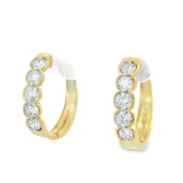 Diamond Bezel Huggie Earrings Image 4 Simones Jewelry, LLC Shrewsbury, NJ