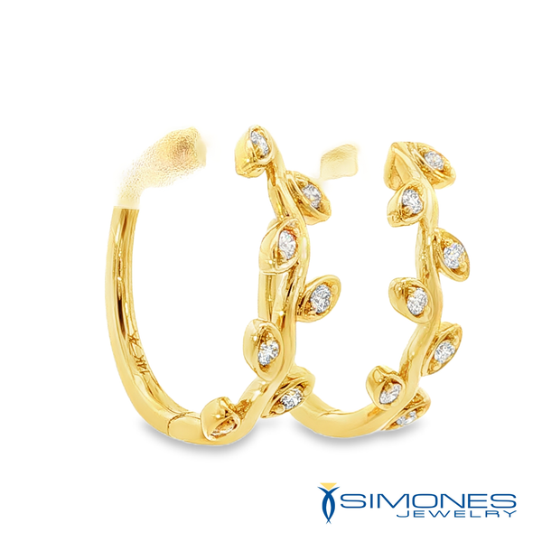 14K Yellow Diamond Hoop Earrings Simones Jewelry, LLC Shrewsbury, NJ