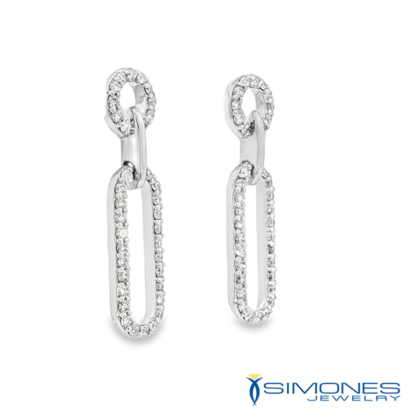 14K White Diamond Earrings Image 2 Simones Jewelry, LLC Shrewsbury, NJ