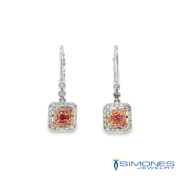 18K White Natural Pink Diamond Earrings Simones Jewelry, LLC Shrewsbury, NJ