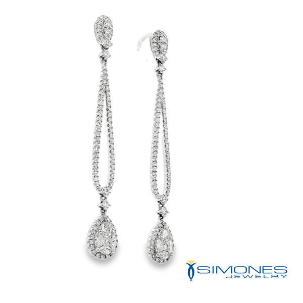 18K White 2.00ct.tw F VS1 VS2 Diamond Drop Earrings Image 3 Simones Jewelry, LLC Shrewsbury, NJ