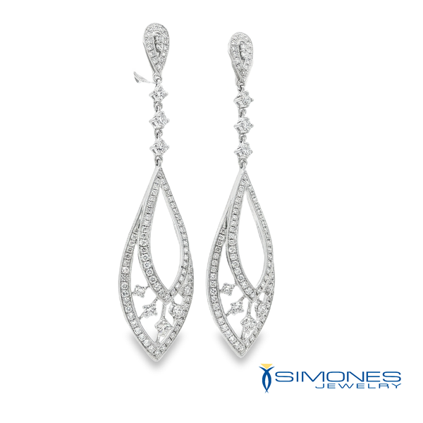 18K White 2.05ct.tw Round Diamonds Drop Earrings Image 2 Simones Jewelry, LLC Shrewsbury, NJ