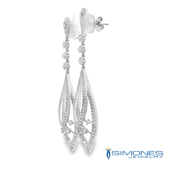 18K White 2.05ct.tw Round Diamonds Drop Earrings Image 3 Simones Jewelry, LLC Shrewsbury, NJ