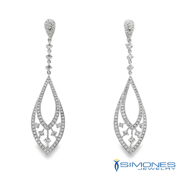 18K White 2.05ct.tw Round Diamonds Drop Earrings Image 4 Simones Jewelry, LLC Shrewsbury, NJ