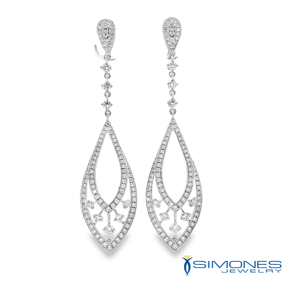 18K White 2.05ct.tw Round Diamonds Drop Earrings Simones Jewelry, LLC Shrewsbury, NJ
