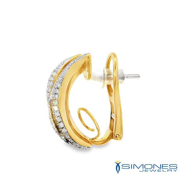 18K Yellow Gold .83ct.tw. Pave' Omega Back Earrings Image 3 Simones Jewelry, LLC Shrewsbury, NJ
