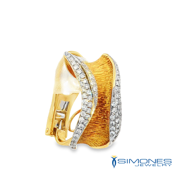 18K Yellow Gold .83ct.tw. Pave' Omega Back Earrings Image 4 Simones Jewelry, LLC Shrewsbury, NJ