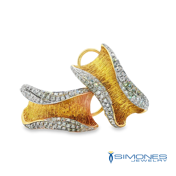 18K Yellow Gold .83ct.tw. Pave' Omega Back Earrings Image 5 Simones Jewelry, LLC Shrewsbury, NJ