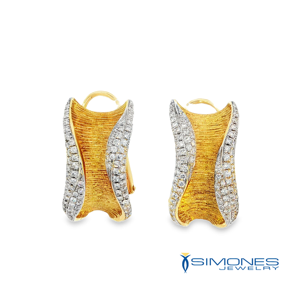 18K Yellow Gold .83ct.tw. Pave' Omega Back Earrings Simones Jewelry, LLC Shrewsbury, NJ