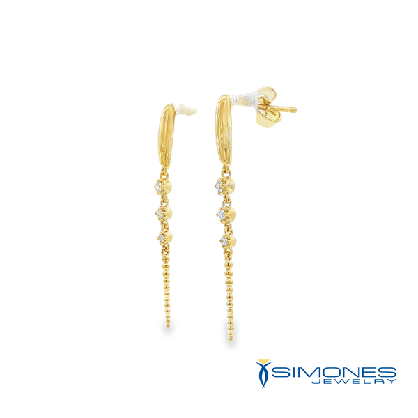 14K Yellow Diamond Drop Earrings Image 3 Simones Jewelry, LLC Shrewsbury, NJ