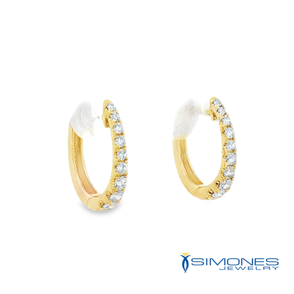 14K Yellow Diamond Huggy Earrings Image 2 Simones Jewelry, LLC Shrewsbury, NJ