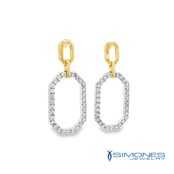14K Yellow & Platinum Diamond Earrings Image 2 Simones Jewelry, LLC Shrewsbury, NJ