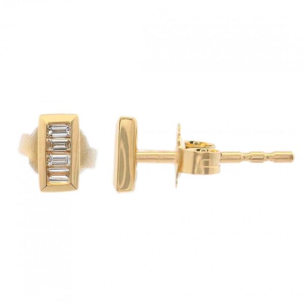 14K Yellow Peteite Diamond Baguette Stud Earrings Simones Jewelry, LLC Shrewsbury, NJ