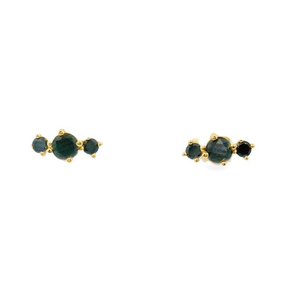 14K Yellow .30ct. 3 Black Diamond Stud Earrings Image 2 Simones Jewelry, LLC Shrewsbury, NJ