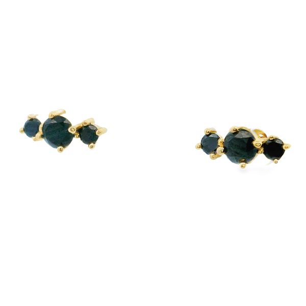 14K Yellow .30ct. 3 Black Diamond Stud Earrings Image 4 Simones Jewelry, LLC Shrewsbury, NJ