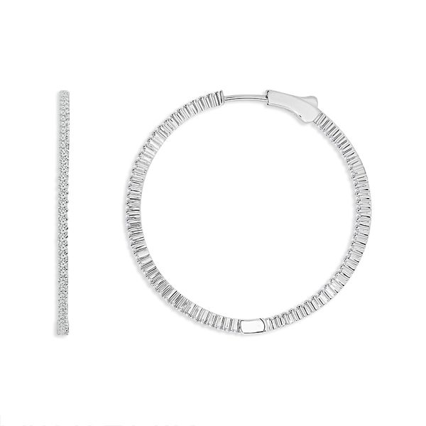14K White Diamond Inside/Out Hoop Earrings Simones Jewelry, LLC Shrewsbury, NJ
