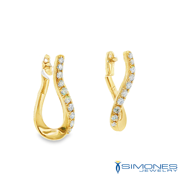 14K Yellow Diamond Hoop Earrings Image 3 Simones Jewelry, LLC Shrewsbury, NJ