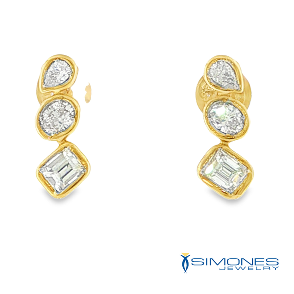14K Yellow Diamond Earrings Image 2 Simones Jewelry, LLC Shrewsbury, NJ